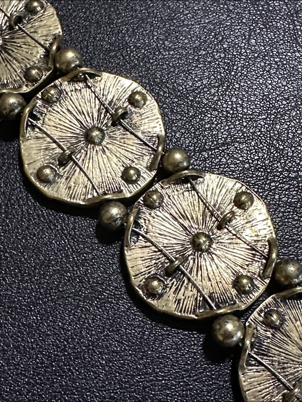 Bronze Tone Medallion Style Multicolored Bead Inlay Bracelet - Picture 10 of 16